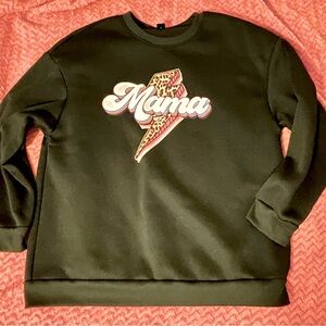 NWOT Vintage style Mama sweatshirt - sz S with an animal print t lightning bolt